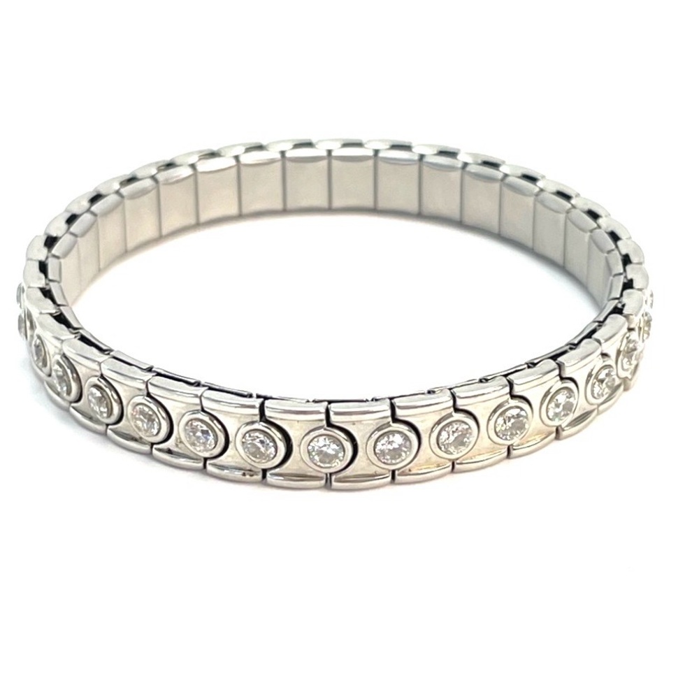 Speidel Stainless Steel Link/Stretch Bracelet With CZ’s